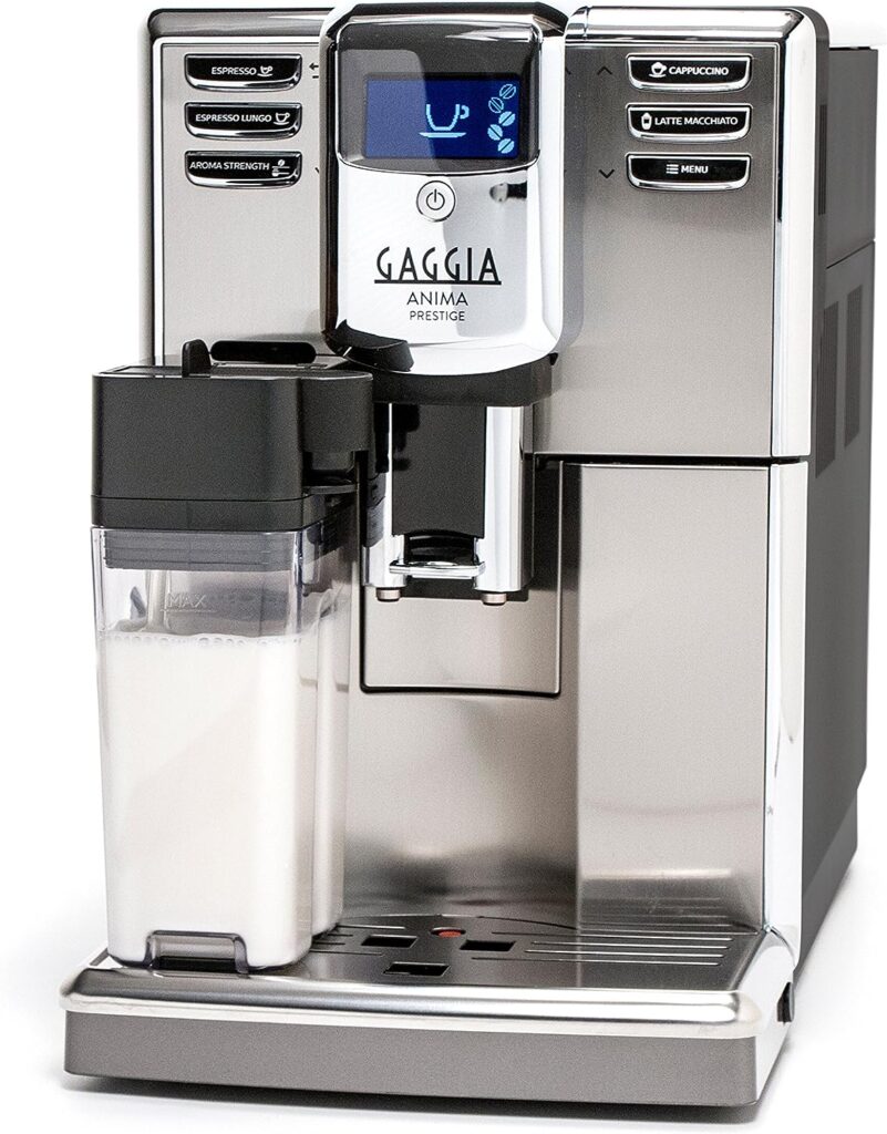 Gaggia Anima Prestige Automatic Coffee Machine, Super Automatic Frothing for Latte, Macchiato, Cappuccino and Espresso Drinks with Programmable Options,Silver