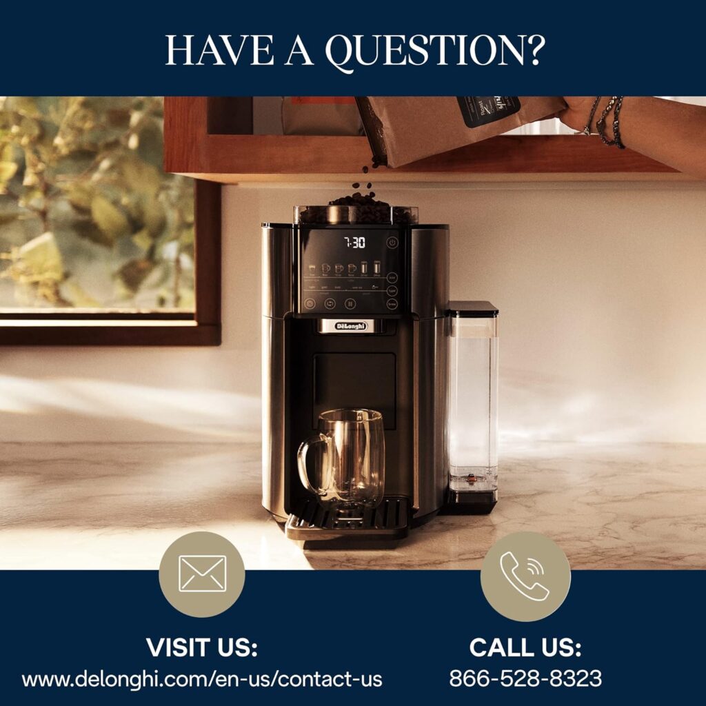 DeLonghi TrueBrew Drip Coffee Maker, Built in Grinder, Single Serve, 8 oz to 24 oz, Hot or Iced Coffee, Stainless, CAM51025MB