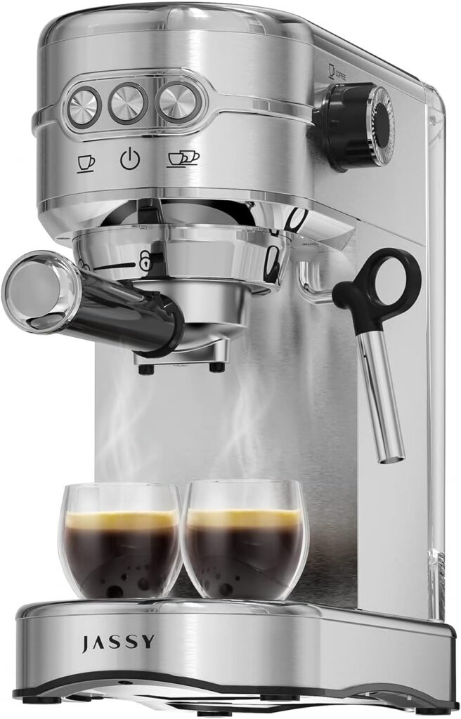 JASSY Espresso Coffee Maker 20 Bar Cappuccino Machine with Milk Frother for Espresso/Cappuccino/Latte/Mocha for Home Brewing with 35 oz Removable Water Tank/Stainless Steel /1450W(Stainless Steel)